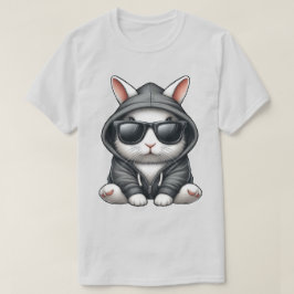 クール白うさぎフード付きスウェットシャツとサングラス Tシャツ