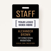 クール白黒イベントスタッフ会社ロゴ名ID バッジ (正面)