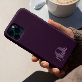 クール白黒パープルモダンスクリプトモノグラム iPhone 15 PROケース