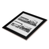 クール白黒ヴィンテージ列車デコール タイル (側面)