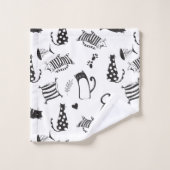 クール白黒猫 バスタオルセット (ウォッシュタオル)