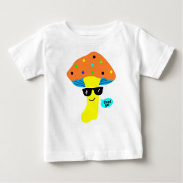 クール眼鏡の可愛いキノコ ベビーTシャツ
