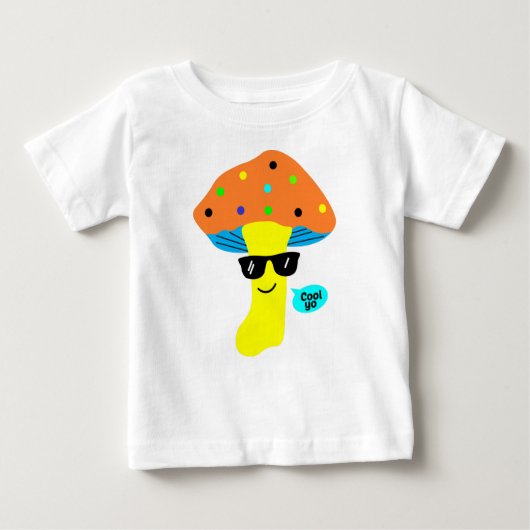 クール眼鏡の可愛いキノコ ベビーTシャツ (正面)