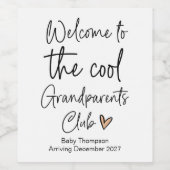クール祖父母クラブベビー妊娠発表 ワインラベル (シングルラベル)