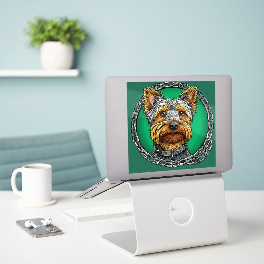 クール純血犬 シール (デスク上のノートパソコン)