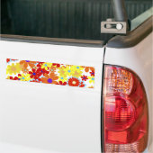 クール素晴らし花かわいいガーリーレトロフローラ バンパーステッカー (トラック上)