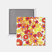 クール素晴らし花かわいいガーリーレトロフローラ マグネット (正面/裏面)