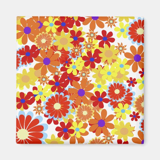 クール素晴らし花かわいいガーリーレトロフローラ マグネット (正面)