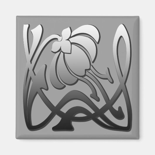 クール素晴らし花かわいいガーリーレトロフローラ マグネット (正面)