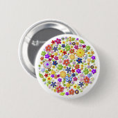 クール素晴らし花かわいいガーリーレトロフローラ 缶バッジ (正面&裏面)