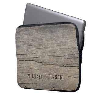 クール素朴古い木材カスタマイズ名前 ラップトップスリーブ