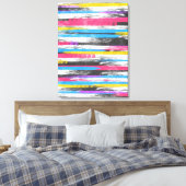 クール絵を描鮮やか抽象芸術ストライプトレンディー キャンバスプリント (インサイチュ (寝室))