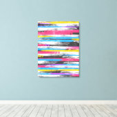 クール絵を描鮮やか抽象芸術ストライプトレンディー キャンバスプリント (インサイチュ (ウッドフロア))
