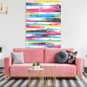 クール絵を描鮮やか抽象芸術ストライプトレンディー キャンバスプリント (インサイチュ (リビング))
