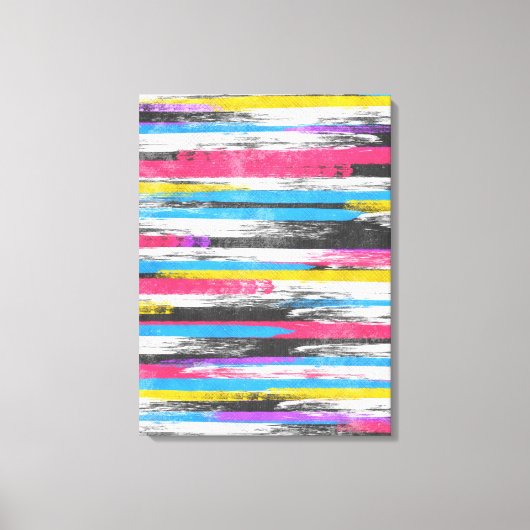 クール絵を描鮮やか抽象芸術ストライプトレンディー キャンバスプリント (正面)