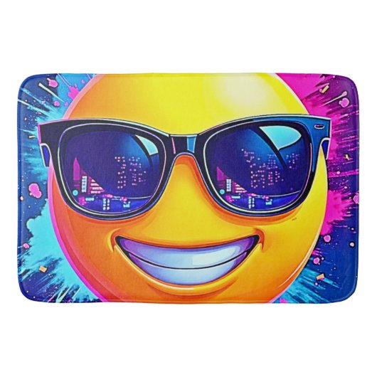 😎 クール絵文字スプラッシュおもしろい バスマット (正面)
