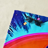 😎 クール絵文字スプラッシュおもしろい ビーチタオル (インサイチュ)