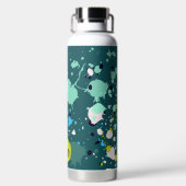 クール緑カラフル絵を描(ばちゃばちゃ)跳ねるイニシャル ウォーターボトル (背面)