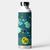 クール緑カラフル絵を描(ばちゃばちゃ)跳ねるイニシャル ウォーターボトル (左面)