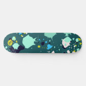 クール緑カラフル絵を描(ばちゃばちゃ)跳ねるイニシャル スケートボード (横)