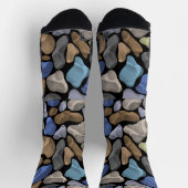 クール色の石のイラストレーションブルーブラックメン ソックス (上部)