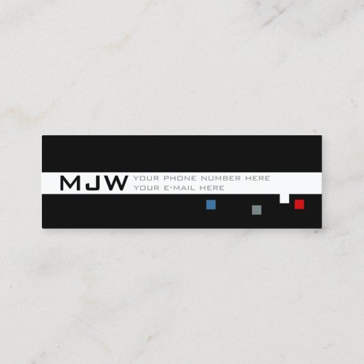 クール色ピクセルモダンプロフェッショナル スキニー名刺 (裏面)