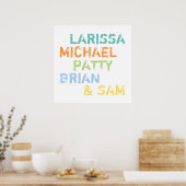 クール色ファミリ名タイポグラフィ ポスター (キッチン)