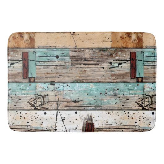 クール色彩の鮮やか木 バスマット (正面)