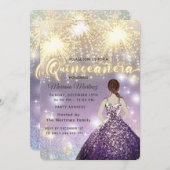 クール花火グリッターエレガント金ゴールド 招待状 (正面/裏面)