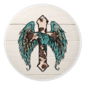 クール西クロスフェイクウッド セラミックノブ (正面)