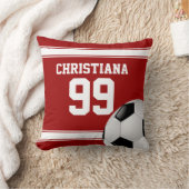 クール赤と白ストライプサッカー選手 クッション (ブランケット)