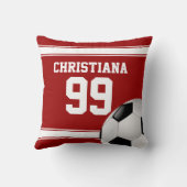クール赤と白ストライプサッカー選手 クッション (裏面)