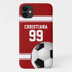 クール赤と白ストライプサッカー選手 iPhone 11 ケース