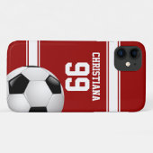 クール赤と白ストライプサッカー選手 Case-Mate iPhoneケース (裏面(横))