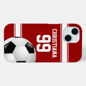 クール赤と白ストライプサッカー選手 Case-Mate iPhoneケース (裏面 (横))