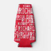 クール赤モダンと白の名前タイポグラフィ ボトルクーラー (正面)