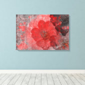 クール赤ユニーク灰色アジアスタイル花芸術 キャンバスプリント (インサイチュ (ウッドフロア))