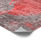 クール赤ユニーク灰色アジアスタイル花芸術 ポスター (角)