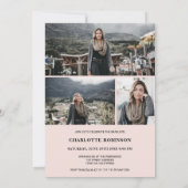 クール赤面ピンクの卒業生の写真卒業 招待状 (裏面)