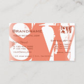 クール赤面赤と白付きイニシャルスタイリッシュ 名刺 (裏面)