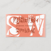 クール赤面赤と白付きイニシャルスタイリッシュ 名刺 (正面)