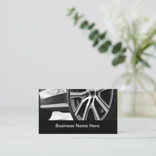 クール車のモダン名刺タイヤのクローズアップ 名刺 (スタンド正面)