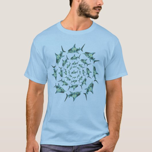 クール輪に青いサメを付ける Tシャツ (正面)