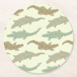 クール迷彩柄アリゲータ – シームレスなパターン。 ラウンドペーパーコースター