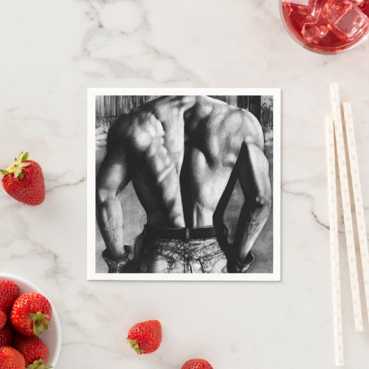 クール重量挙げ男らしマンアート男性へ紙 スタンダードカクテルナプキン (インサイチュ)