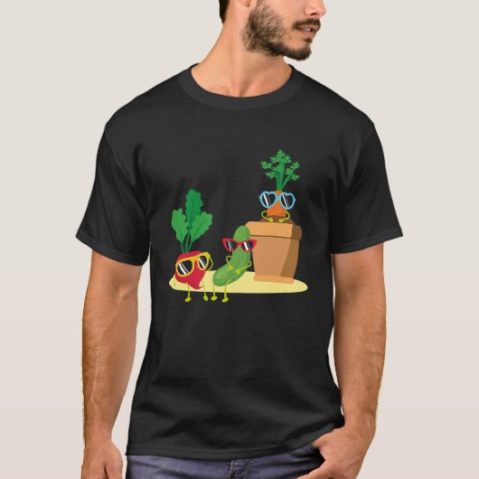 クール野菜サングラスI園芸野菜I G Tシャツ (正面)