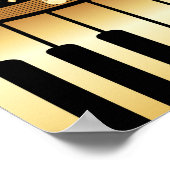 クール金ゴールドとブラックの音楽鍵 ポスター (角)