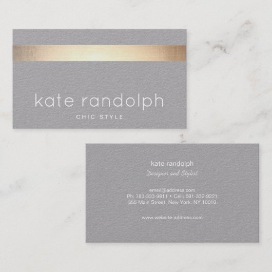 クール金ゴールドグストライプのレーグレー 名刺 (正面/裏面)