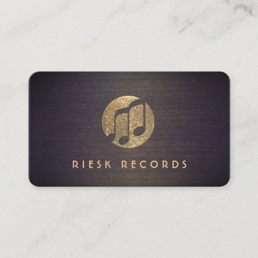 クール金ゴールドノートのロゴレトロミュージシャン 名刺 (正面)