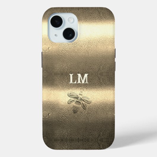 クール金ゴールドルックビーモノグラムイニシャル Case-Mate iPhoneケース (裏面)